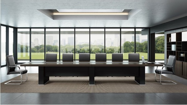 現(xiàn)代簡約長條14人實木油漆會議桌會議臺洽談桌圖片定做