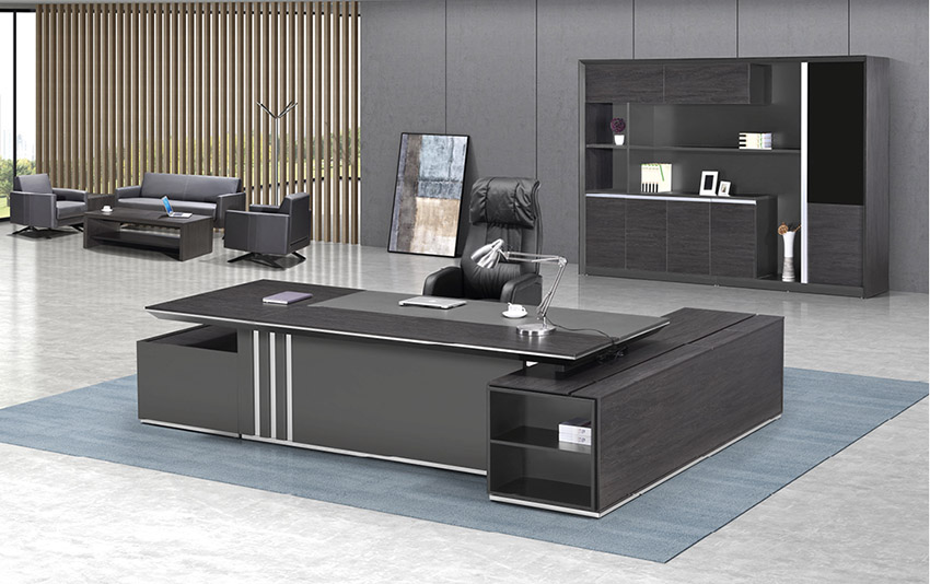 現代時尚高端板式老板辦公桌椅大班臺