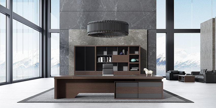 現代時尚高端實木老板辦公桌椅大班臺