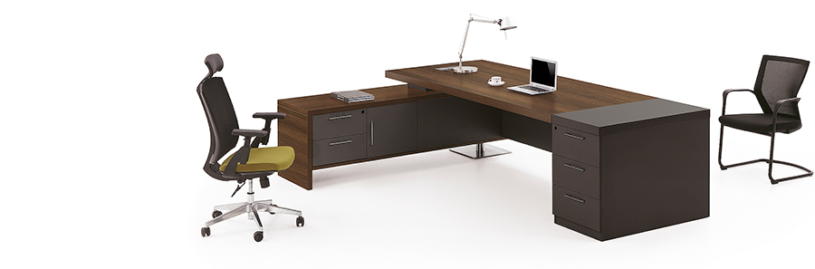 現代時尚L型老板辦公桌椅大班臺